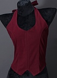 Women's Burgundy Sleeveless Back Tie Hollow Vest