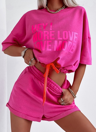 Fashion Sports Short-sleeved Letter Print Top and Shorts Set