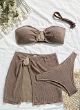 Beach Vacation Bikini Skirt Three Piece Set