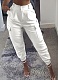 White Casual Pocket Long Slim Fit Cargo Casual Pants