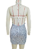 Halter Neck Backless New Summer Sequin Fashion Tassel Sexy Dress