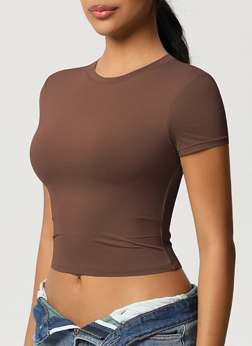 Casual Tight Quick-Drying Pilates Top Yoga Wear Short-Sleeved Running Fitness Sports T-Shirt