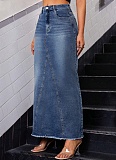 New Denim Tassel Fishtail High Waist Loose Hip Skirt