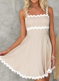 New Fresh And Sweet Contrast Color Sexy Suspender Short Dress For Women