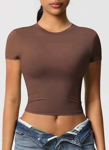 Casual Tight Quick-Drying Pilates Top Yoga Wear Short-Sleeved Running Fitness Sports T-Shirt