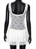 Exquisite Suspender Transparent Lace Multi-Layered Ruffle Dress For Women
