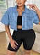 Blue Summer Thin Large Size Loose Short Denim Jacket For Women