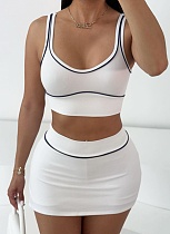 Sexy Belly-baring Vest Hip-wrapped Short Skirt Sports Casual Suit