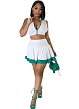 Fashion Sleeveless Cardigan Vest Belly-exposing Slim Short Skirt Two-piece Set