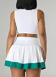 Fashion Sleeveless Cardigan Vest Belly-exposing Slim Short Skirt Two-piece Set