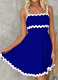 New Fresh And Sweet Contrast Color Sexy Suspender Short Dress For Women