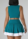Fashion Sleeveless Cardigan Vest Belly-exposing Slim Short Skirt Two-piece Set