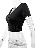 Summer Sexy Slim Fit V-Neck Short-Sleeved Tops For Hot Girls