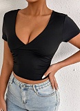 Summer Sexy Slim Fit V-Neck Short-Sleeved Tops For Hot Girls
