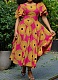 Round Neck Double Layer Ruffle Short Sleeve Printed Women's Dress