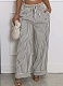 Summer New Casual Lace-Up Striped Pocket Wide-Leg Trousers For Women