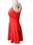 Red Sexy Deep V Neck Spaghetti Strap Backless Dress For Women