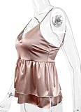 Summer Sexy Backless Suspender V-Neck Pleated Top For Women