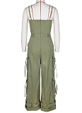 Sexy Tube Top Multi-Pocket Workwear Wide-Leg Jumpsuit For Women