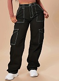 Personalized Street Loose Wide-Leg Workwear Multi-Pocket Women'S Jeans