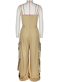 Sexy Tube Top Multi-Pocket Workwear Wide-Leg Jumpsuit For Women