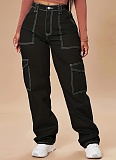 Personalized Street Loose Wide-Leg Workwear Multi-Pocket Women'S Jeans