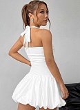Sexy Strapless Bubble Pleated Hem Short Dress