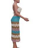 Women's Casual Sexy Bikini Colorblock Beach Skirt Two-Piece Set