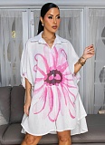 Women'S Casual Fashion Printed Cardigan Short Dress