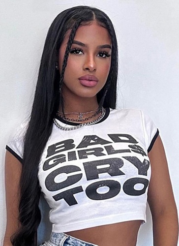 2025 Summer Letter Printed Contrast Color Edge Short Sleeve Tops For Women