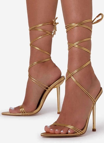 New Style Stiletto Pointed High Heels Wrapped With Cross Strap Sandals