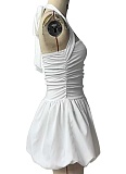 Sexy Strapless Bubble Pleated Hem Short Dress