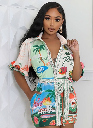 Casual Fashion Printed Shirt Cardigan Temperament Versatile Women