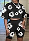2025 Casual Women Print Round Collar Short Sleeves Shorts 2 Pieces Sets DD-88224