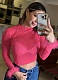 Round Neck Solid Color Hot Diamond Fashion Short See-Through Long Sleeve Tops For Women