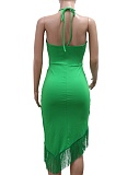 Sleeveless Lace-Up Tight Hip-Wrapped Tassel Irregular Dress For Summer