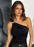 New Solid Color One-Shoulder Oblique Collar Fashionable Personality Slim Vest