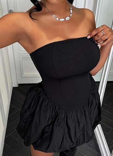 Women'S Summer Tube Top Patchwork Dress