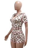 Fashion Casual Letter Print Hooded Zip-Up Top Tight Shorts Two-Piece Suit For Women