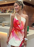 Summer New Style Swing Collar One Shoulder Crossbody Sexy Printed Dress