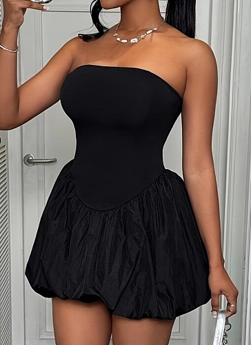 Women'S Summer Tube Top Patchwork Dress