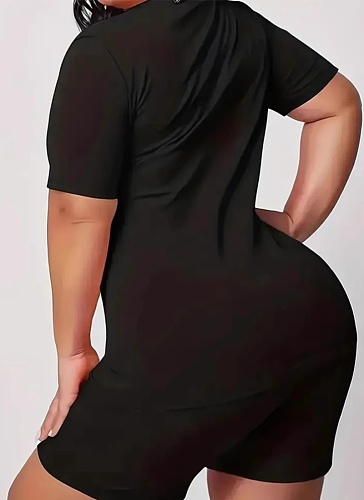 Fashion O-Neck Solid Color Sports Slim Fit Two-Piece Suit