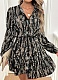 New Style Printed Button Long Sleeve Fashionable Ladies Dress