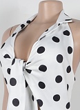 Women's Polka Dot Printed Lace-Up Backless Dress