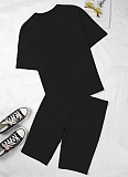 Fashion O-Neck Solid Color Sports Slim Fit Two-Piece Suit