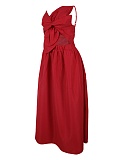 Summer Women'S Solid Color One Shoulder Petal Hollow Dress