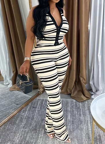 New Women'S Casual Shirt Collar Sleeveless Top High Waist Trousers Two Piece Set