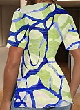 U-Neck Temperament Casual Printed Short-Sleeved T-Shirt For Women
