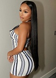 Summer Lapel Backless Top Striped Skirt Two Piece Suit Women Wholesale