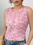 Pink Summer New Style Personalized Sleeveless T-Shirt For Women